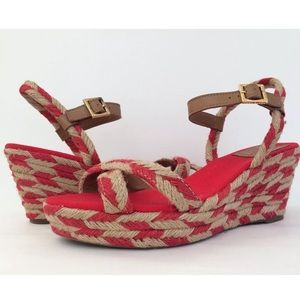 Tory Burch Camelia Red Platform Espadrille Sandals